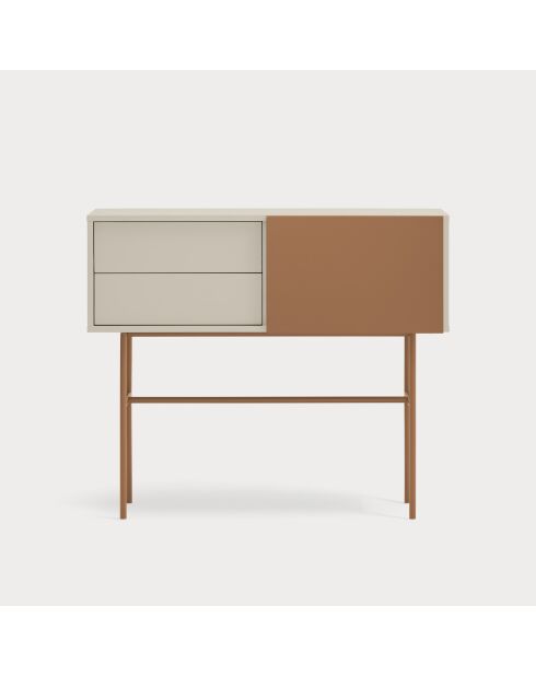Nube Konsole mit 2 Schubladen und 1 Schiebetür aus Sand und Lehm — 110x35x90cm
