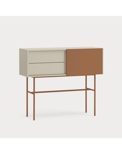 Nube Konsole mit 2 Schubladen und 1 Schiebetür aus Sand und Lehm — 110x35x90cm