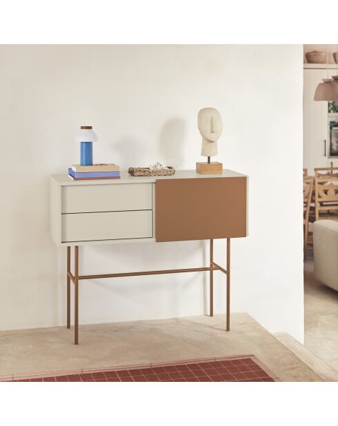 Nube Konsole mit 2 Schubladen und 1 Schiebetür aus Sand und Lehm — 110x35x90cm