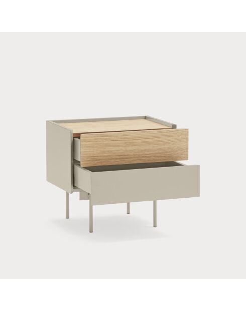 Otto Nachttisch 2 Schubladen Sand und Eiche - 52x35x46cm