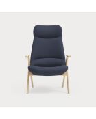 66201 Poltrona grande Dins blu scuro con gambe in legno - 74x80x43/114cm
