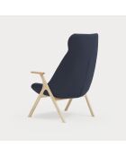66201 Poltrona grande Dins blu scuro con gambe in legno - 74x80x43/114cm