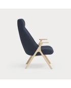 66201 Poltrona grande Dins blu scuro con gambe in legno - 74x80x43/114cm