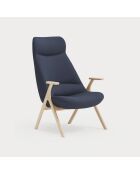 66201 Poltrona grande Dins blu scuro con gambe in legno - 74x80x43/114cm