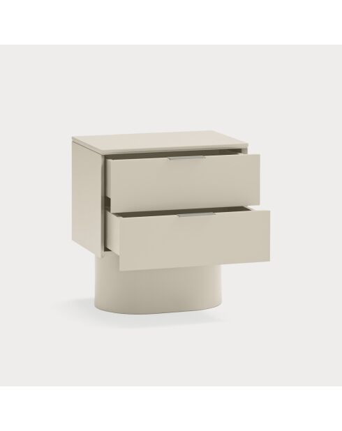 Table de chevet Totem 2 tiroirs sable - 50x36.5x54.8cm