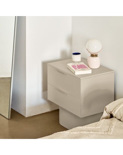 Table de chevet Totem 2 tiroirs sable - 50x36.5x54.8cm