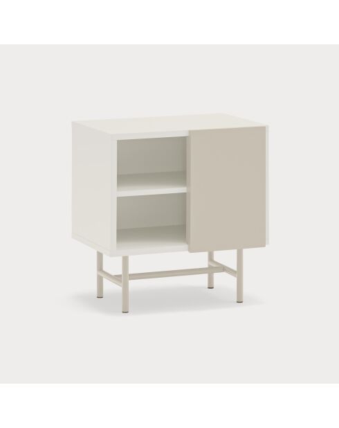 Mesita de noche Nube con 1 puerta corredera crema y arena - 50x35x56cm