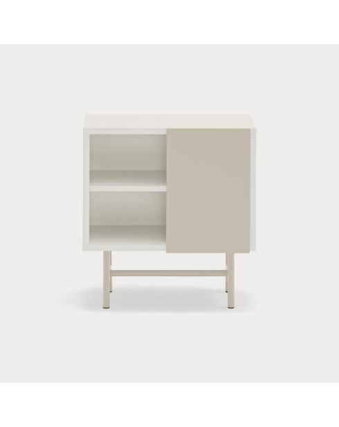 Mesita de noche Nube con 1 puerta corredera crema y arena - 50x35x56cm