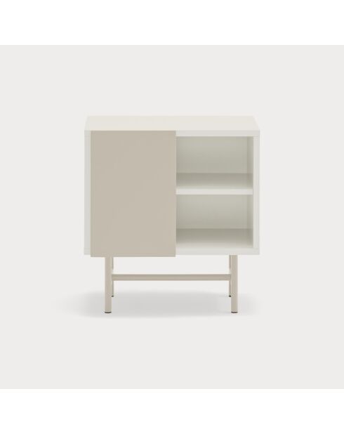 Mesita de noche Nube con 1 puerta corredera crema y arena - 50x35x56cm