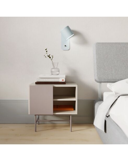 Mesita de noche Nube con 1 puerta corredera crema y arena - 50x35x56cm