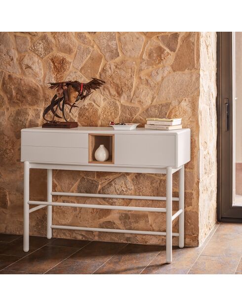 Consolle Corvo 1 anta e 2 cassetti crema - 120x35x90cm