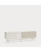 Meuble TV Nube avec 2 tiroirs, 1 porte et 1 porte coulissante crème et sable - 180x40x56cm