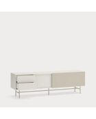 Meuble TV Nube avec 2 tiroirs, 1 porte et 1 porte coulissante crème et sable - 180x40x56cm