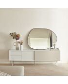 Meuble TV Nube avec 2 tiroirs, 1 porte et 1 porte coulissante crème et sable - 180x40x56cm