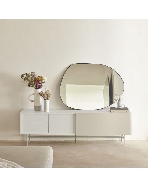 Meuble TV Nube avec 2 tiroirs, 1 porte et 1 porte coulissante crème et sable - 180x40x56cm
