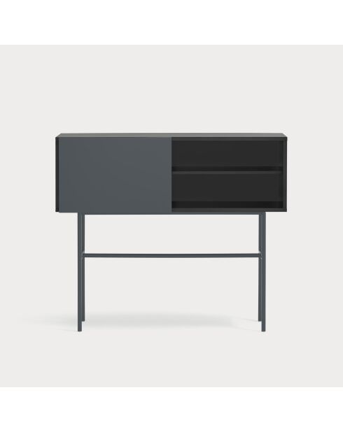 Nube-Konsole mit 2 Schubladen und 1 Schiebetür schwarz und anthrazitgrau - 110x35x90cm