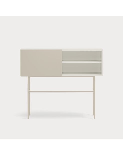 Console Nube avec 2 tiroirs et 1 porte coulissante crème et sable - 110x35x90cm