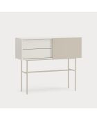 Console Nube avec 2 tiroirs et 1 porte coulissante crème et sable - 110x35x90cm