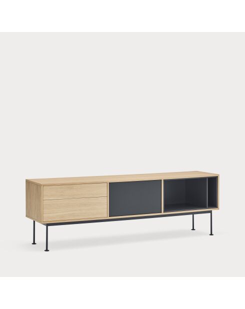 Yoko tv-meubel 1 deur en 2 laden eiken en antracietgrijs - 180x40x58cm