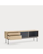 Yoko tv-meubel 1 deur en 2 laden eiken en antracietgrijs - 180x40x58cm
