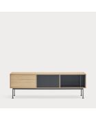 Yoko tv-meubel 1 deur en 2 laden eiken en antracietgrijs - 180x40x58cm