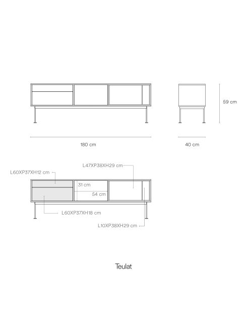 Yoko tv-meubel 1 deur en 2 laden eiken en antracietgrijs - 180x40x58cm
