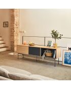 Yoko tv-meubel 1 deur en 2 laden eiken en antracietgrijs - 180x40x58cm