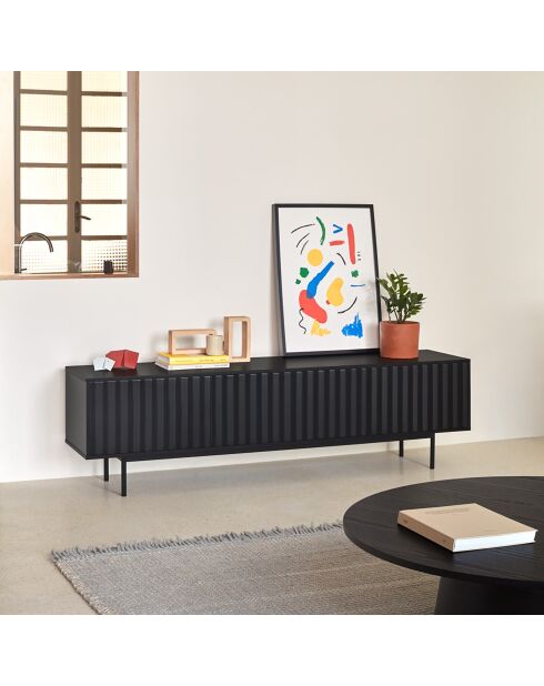 Meuble TV Sierra 3 portes noir - 180x40x52cm