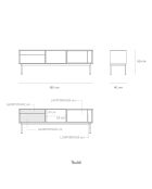 Porta TV Yoko 1 anta e 2 cassetti in rovere e rosso mattone - 180x40x58cm