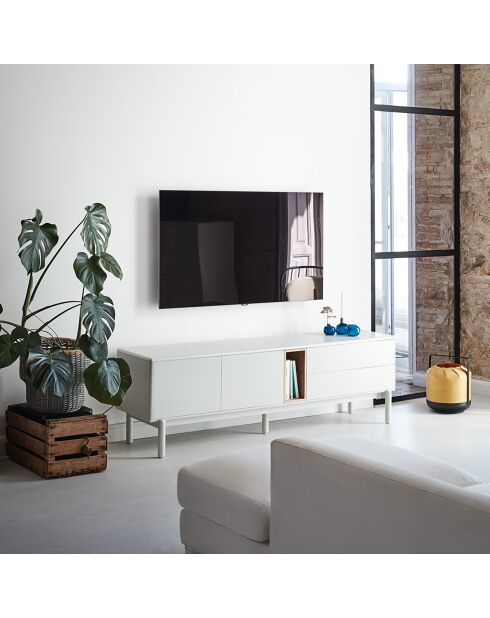 Corvo TV-Ständer 2 Türen, 2 Schubladen und 1 cremefarbene Nische - 180x40x56cm