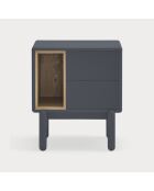 Table de chevet Corvo 2 tiroirs et 1 niche gris anthracite - 48x35x55cm