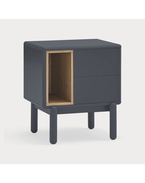 Corvo Nachttisch 2 Schubladen und 1 Nische Anthrazitgrau - 48x35x55cm
