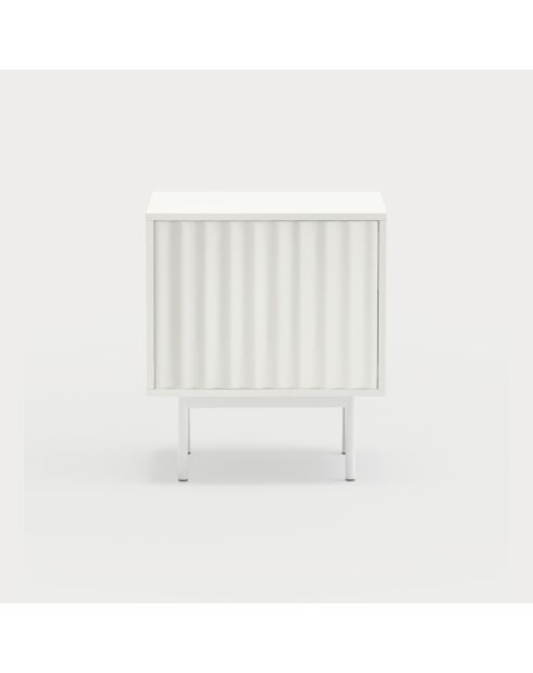 Mesita de noche Sierra con 1 cajón frontal y 2 cajones interiores, color blanco, 48 x 35 x 55 cm
