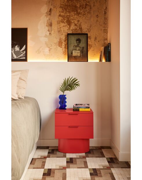 Comodino Totem 2 cassetti rosso - 50x36,5x55cm
