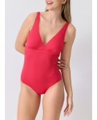 Traje de baño rojo Tulum de 1 pieza bajo el pecho