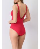 Traje de baño rojo Tulum de 1 pieza bajo el pecho