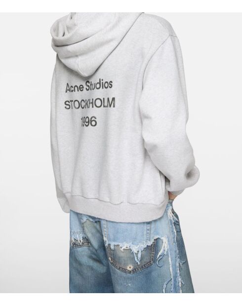 Grijze hoodie met fleece-logo
