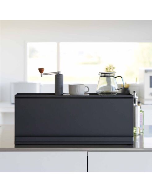 Caja de almacenamiento negra semicerrada Tower, 60 x 17,7 x 25,2 cm