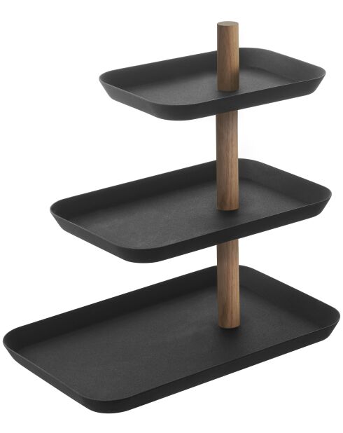 Rin zwart 3-laags accessoiredisplay met draaibare laden - 25x16x25,5 cm