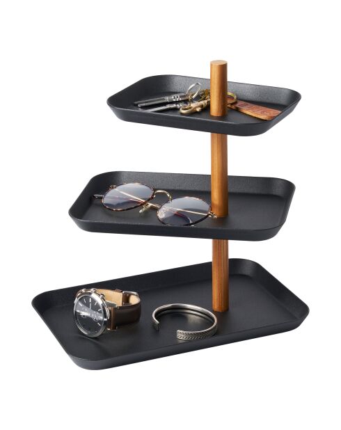 Rin zwart 3-laags accessoiredisplay met draaibare laden - 25x16x25,5 cm