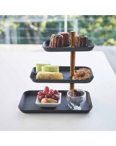 Rin zwart 3-laags accessoiredisplay met draaibare laden - 25x16x25,5 cm
