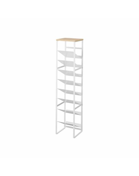 Flessenhouder met 8 niveaus en witte houten torenbak - 20x19,3x88,5 cm