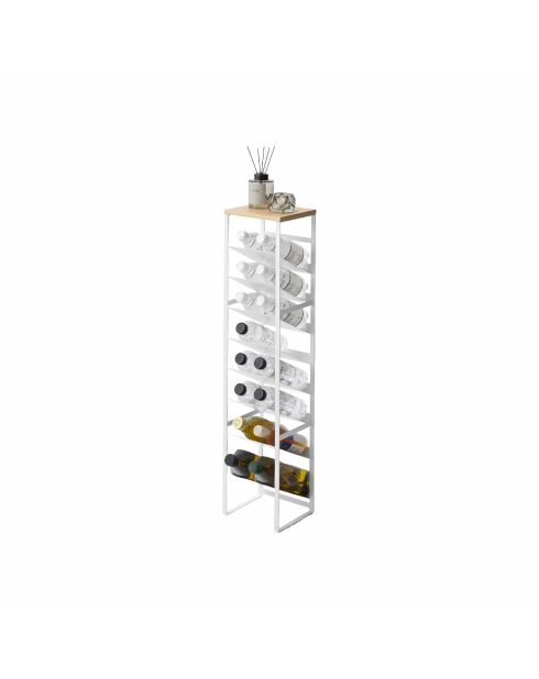 Flessenhouder met 8 niveaus en witte houten torenbak - 20x19,3x88,5 cm