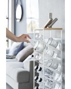 Flessenhouder met 8 niveaus en witte houten torenbak - 20x19,3x88,5 cm