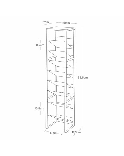 Flessenhouder met 8 niveaus en witte houten torenbak - 20x19,3x88,5 cm