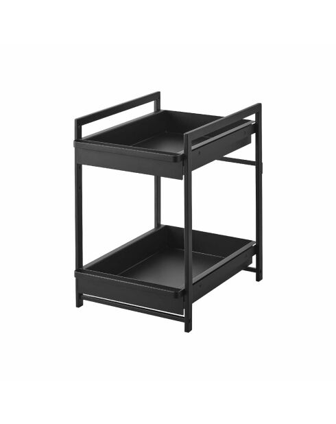 Tower Black 2-laagse verschuifbare onderspoelbak - 30,4x42,4-68,5x45,3 cm