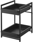 Tower Black 2-laagse verschuifbare onderspoelbak - 30,4x42,4-68,5x45,3 cm