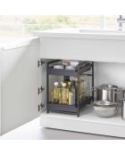 Tower Black 2-laagse verschuifbare onderspoelbak - 30,4x42,4-68,5x45,3 cm