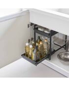 Tower Black 2-laagse verschuifbare onderspoelbak - 30,4x42,4-68,5x45,3 cm