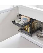 Tower Black 2-laagse verschuifbare onderspoelbak - 30,4x42,4-68,5x45,3 cm